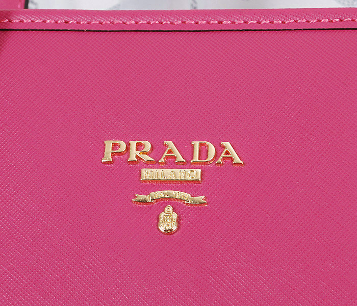 2014 Prada saffiano calfskin leather shoulder bag BN2432 rosered - Click Image to Close